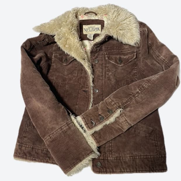 코듀로이 골덴 퍼 자켓 브라운 갈색