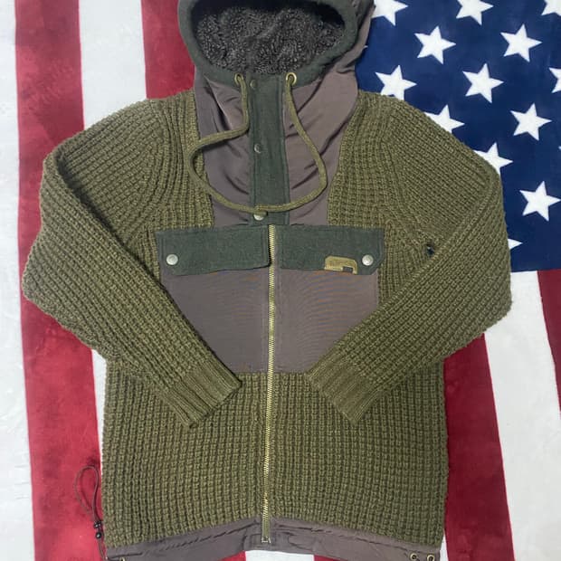 디젤 트리콧 와플 후디 스웨터