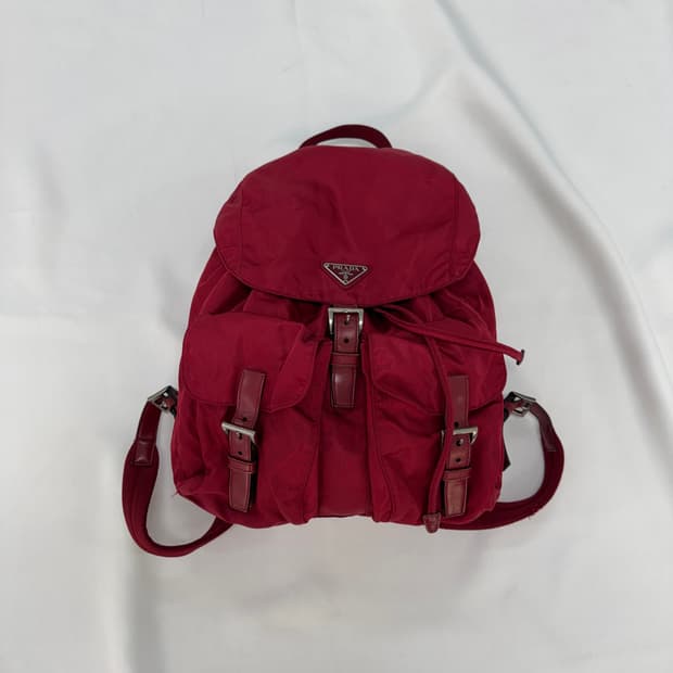 프라다 레드 나일론 포코노 백팩