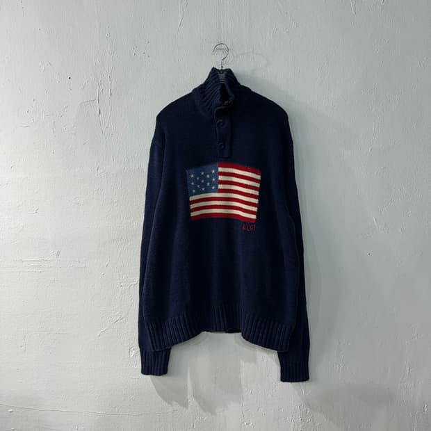 폴로랄프로렌 성조기 반집업 니트 XL