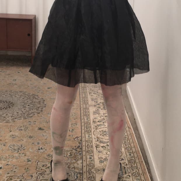 블랙 시스루 캉캉 스커트