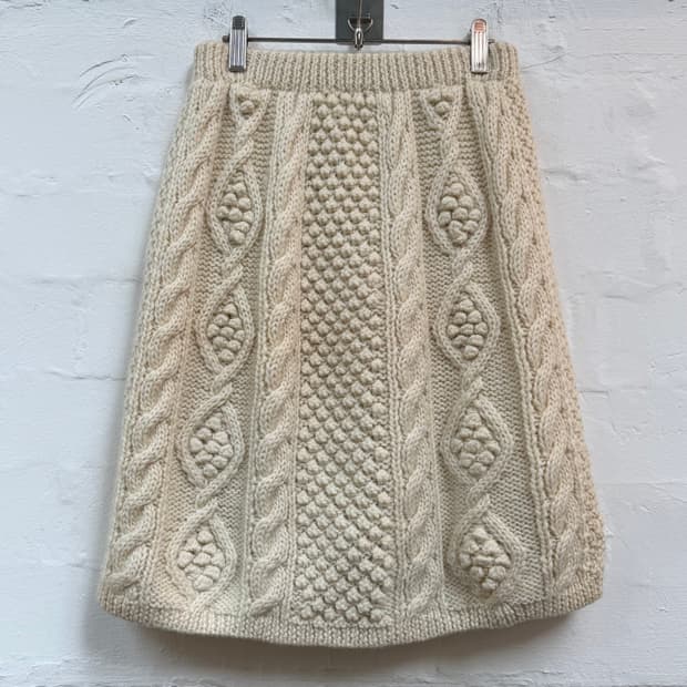 Sweets Cabin 아이보리 울 케이블 니트 스커트 치마