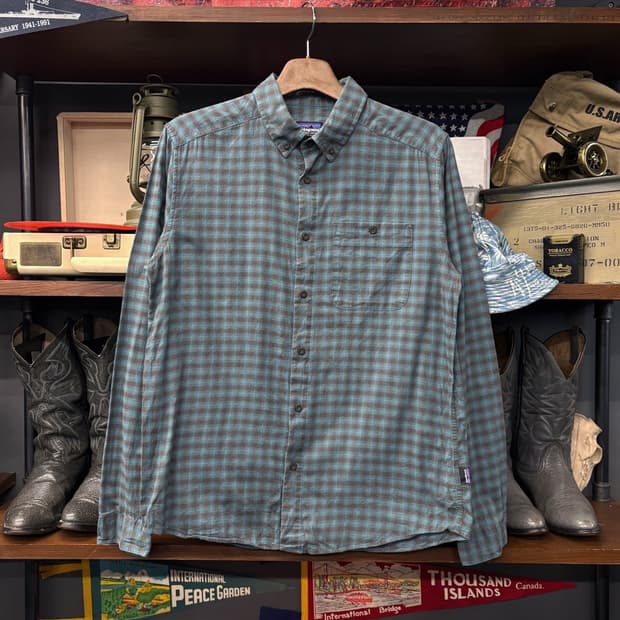 파타고니아 오가닉코튼 멀티 깅엄체크 라이트 플란넬 셔츠 패치포켓 N741