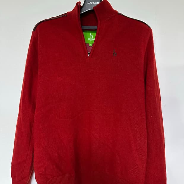 헤지스 골프 남성 레드 하프넥 니트