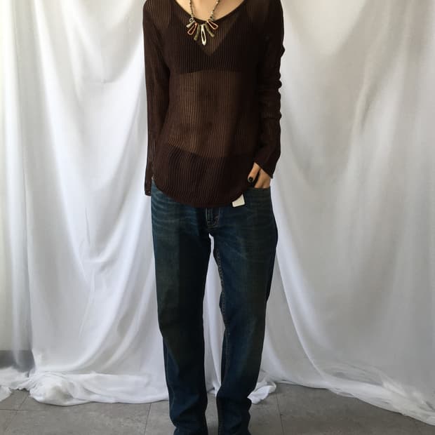 Brown punching knit