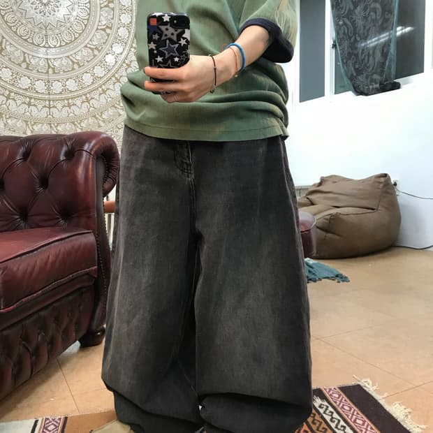 낫포너드 벌룬핏 흑청 데님팬츠 