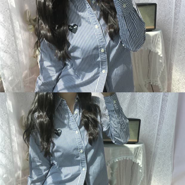 comme des garcons navy stripe shirt