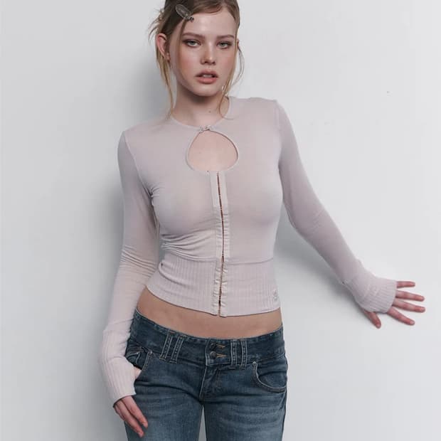 플리즈노팔로우 플노팔 Ollie Hooked Cardigan 페일 핑크