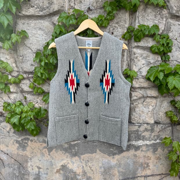 오르테가 핸드 우븐 울 네이티브 아메리칸 웨스턴 치마요 베스트 조끼