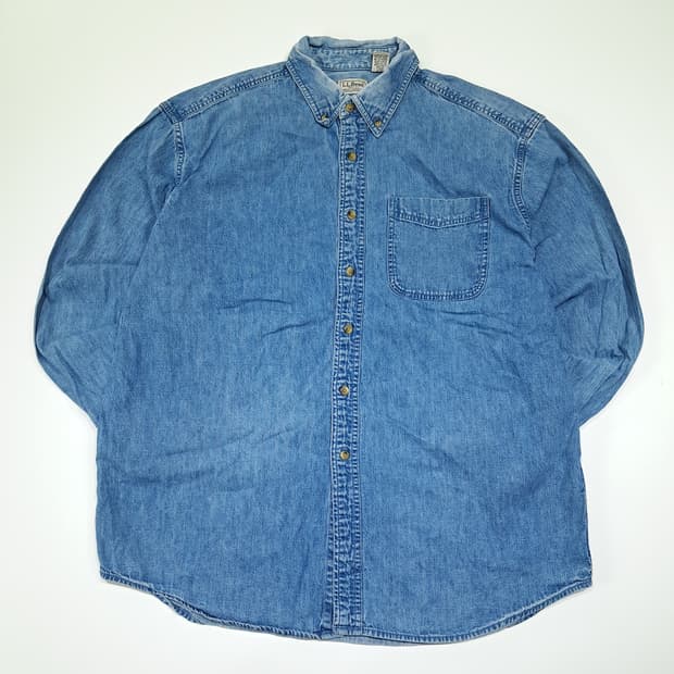 CL338 2XL 엘엘빈 90s 코튼 버튼다운 라이트블루 데님셔츠 남방