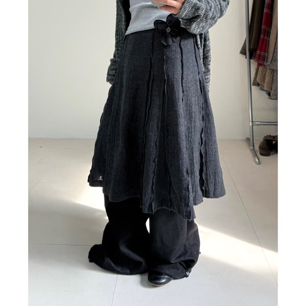 Sonia rykiel 코사지 울 스커트