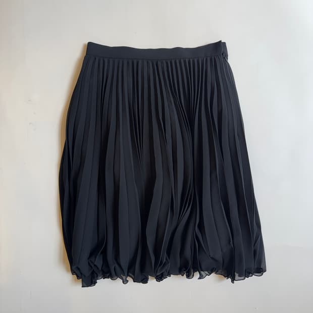 Black Pleated Chiffon Bubble Mini Skirt