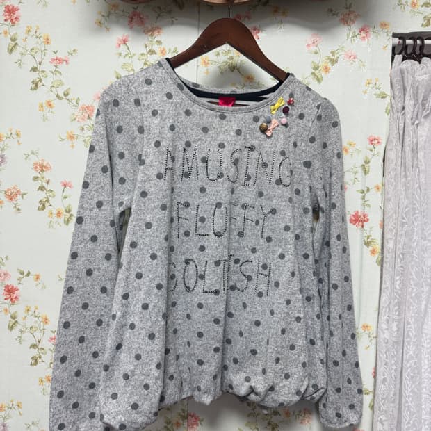 비즈 도트패턴 레이어드 티셔츠