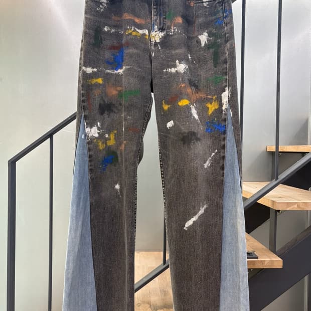 GAME OVER LEE 커스텀 빈티지 페인팅 데님 팬츠