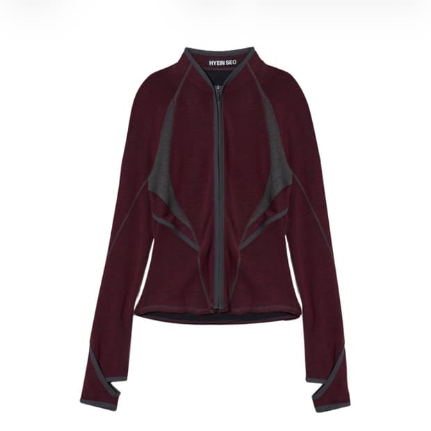 slashed zip up top Burgundy
