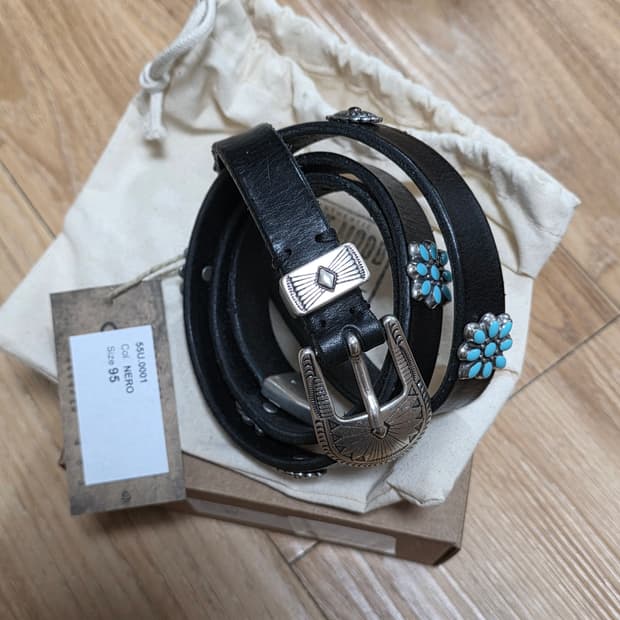 새제품95size택포24만)러스트무드 Oro웨스턴 벨트 블랙