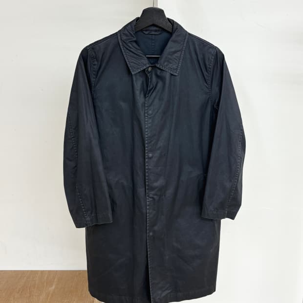 질샌더 블랙 코튼 스냅버튼 롱 자켓