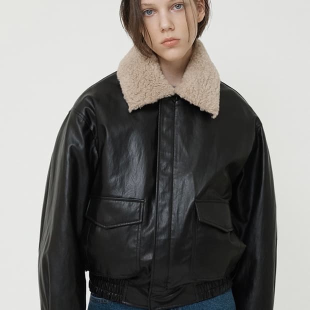 필더스 FIELDERS 퍼 카라 가죽 자켓