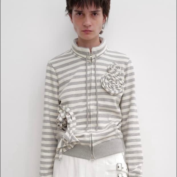 오픈와이와이 아플리케 집업 자켓 그레이 S