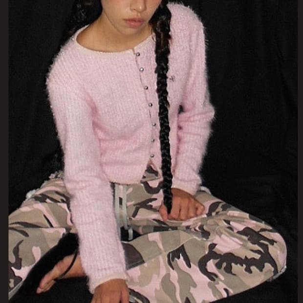 김미더영 트위드 가디건 핑크