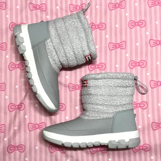 헌터 연하늘그레이 털 부츠