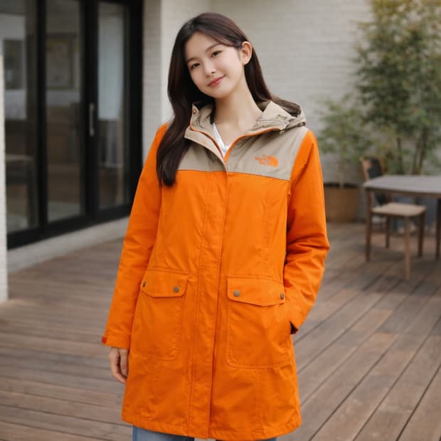 노스페이스 여성 투톤 롱 바람막이