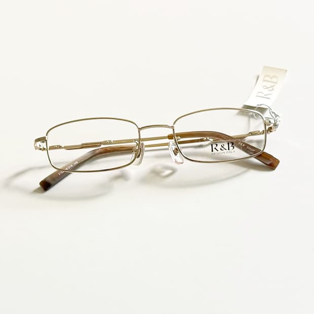 R&B EYEWEAR 골드 슬림 스퀘어 메탈 빈티지 안경
