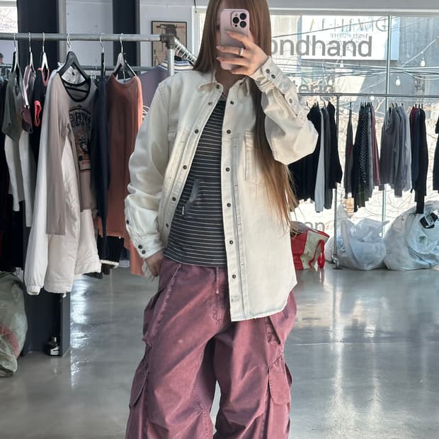 디젤 코튼 웨스턴 셔츠 화이트