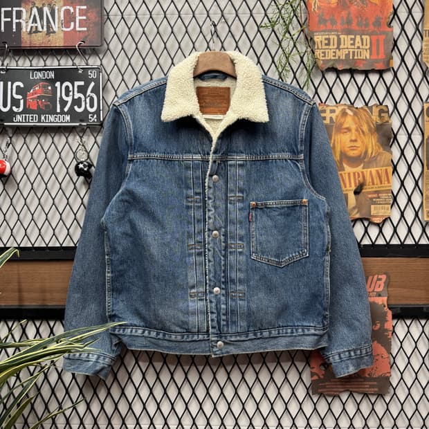 리바이스 타입 1 쉐르파 중청 데님 트러커 자켓