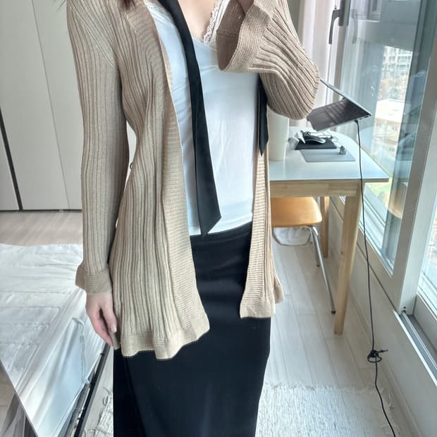 Rib Knit Flare Sleeve Robe