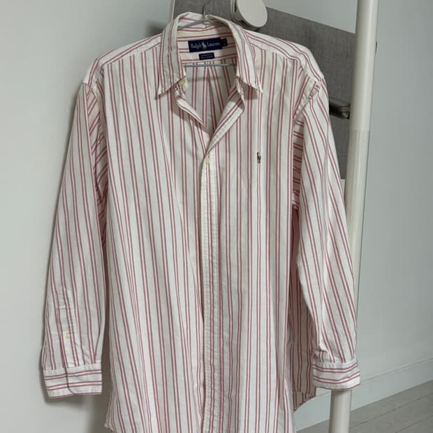 폴로 핑크 스트라이프 셔츠