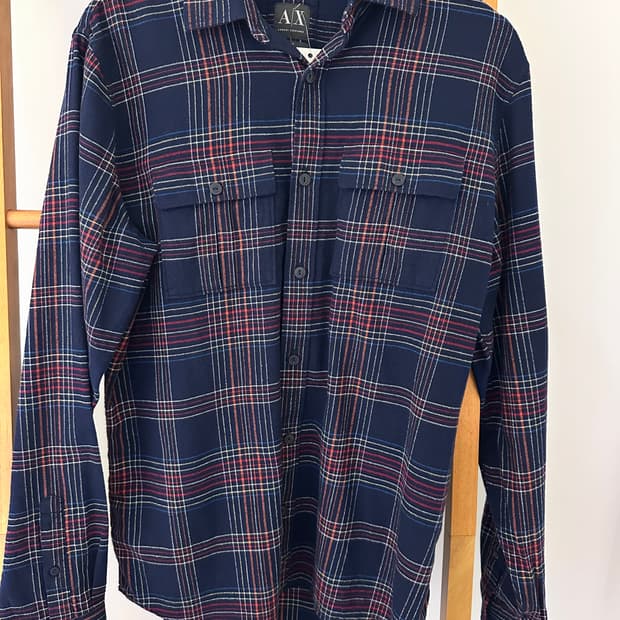 아르마니 익스체인지 체크 남방(사이즈M)겨울용