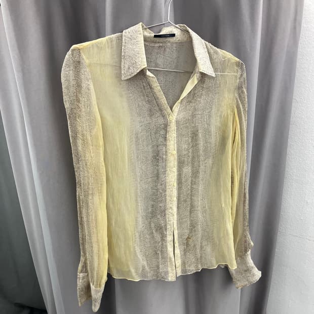 뱀피 프린팅 시어 블라우스 셔츠