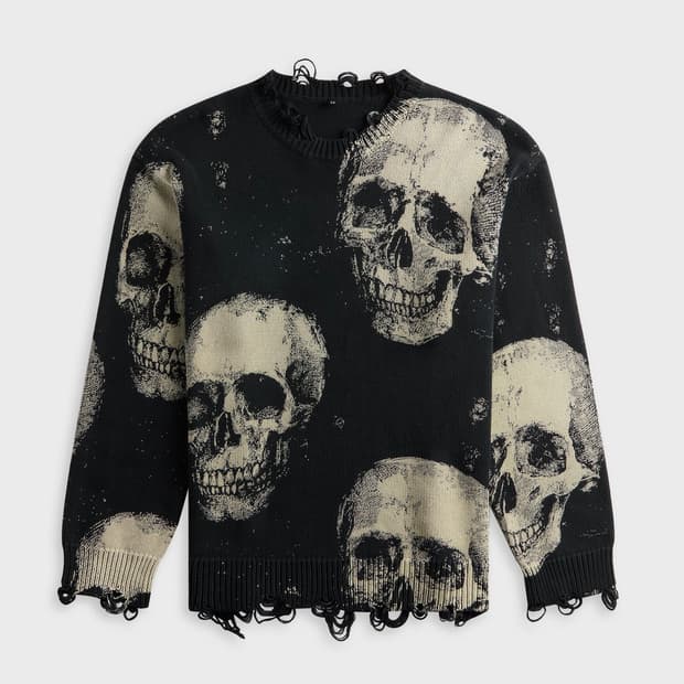 [XXS,XS]알써틴 R13 25fw 보이프렌드 스컬 니트/블랙