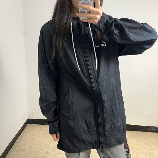 Nike Black Swoosh Woven Windbreaker