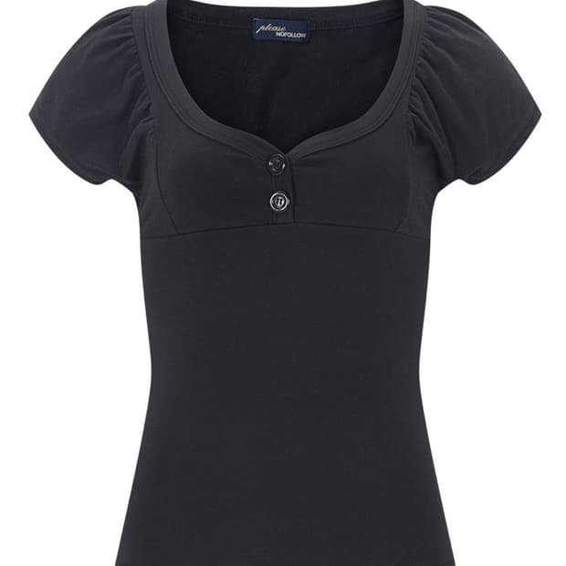 Sia Button Shirring Short Sleeve Top