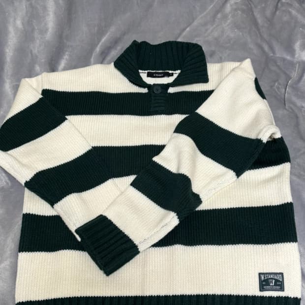 W.Standard 스트라이프 카라 니트 F