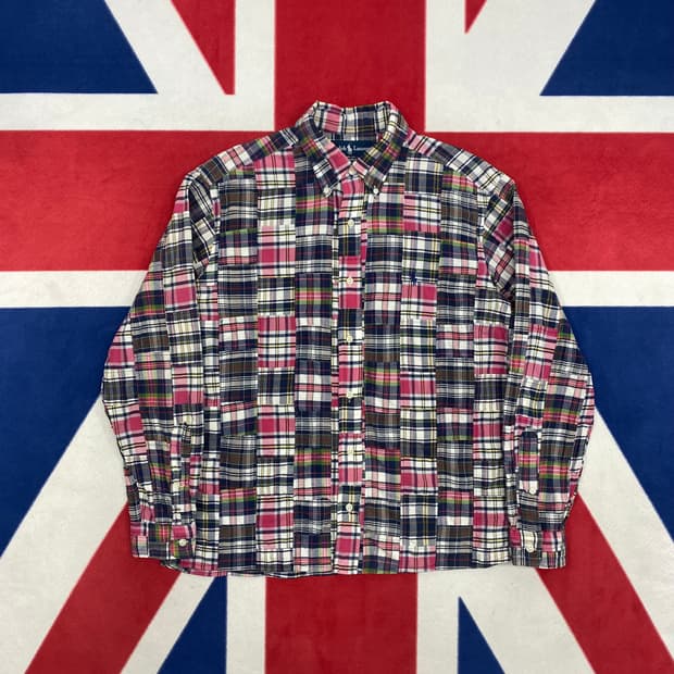 폴로 패치워크 체크셔츠 M