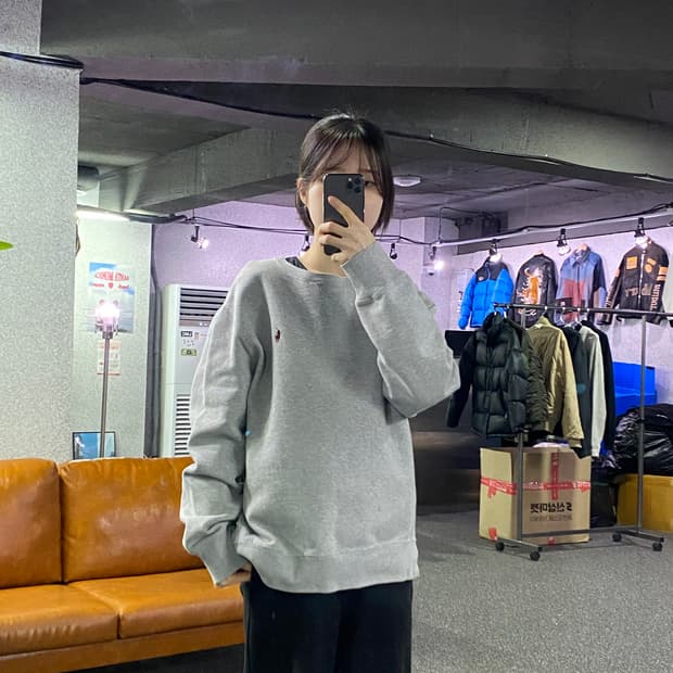 폴로 포니로고 크루넥 라운드 그레이 맨투맨 B3601