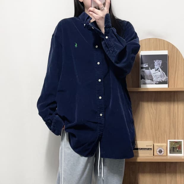 [정품] 폴로 네이비 / 그린포니 골덴 셔츠 [ XL ]