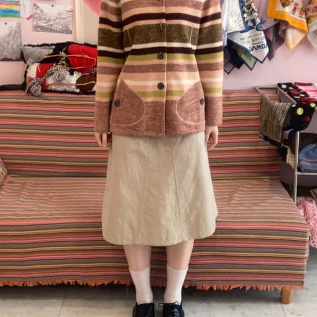 브릭 스트라이프 울 도톰 자켓