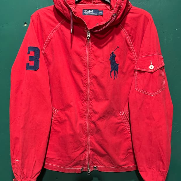 폴로 빅로고 후드자켓 레드 XL