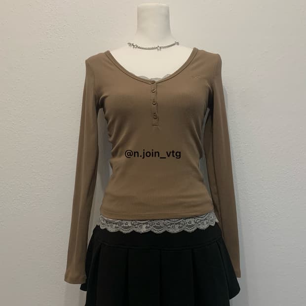 홀리스터 딥브라운 롱슬리브 아베크롬비