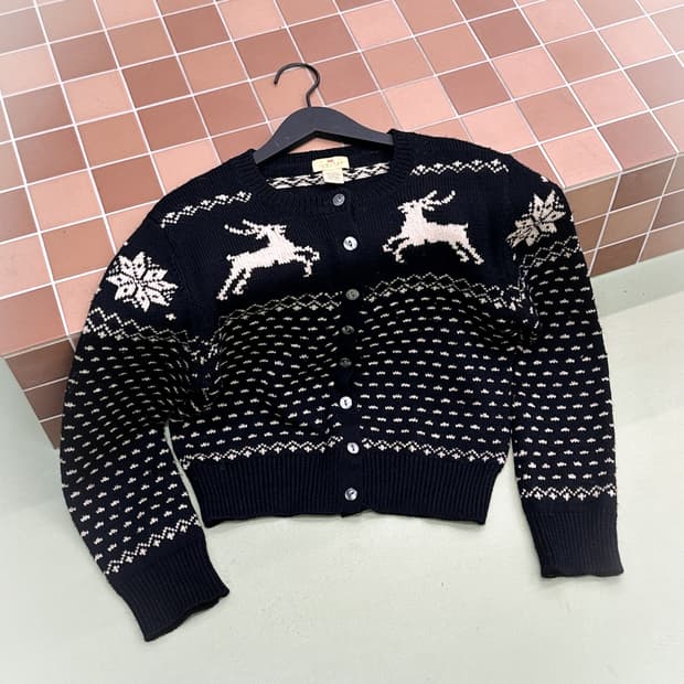black deer knit cardigan