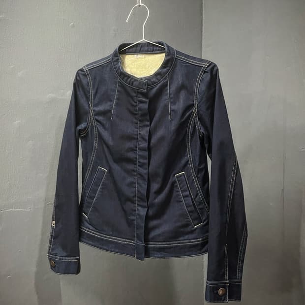 코튼x폴리 투웨이 스티치 디테일 라이더 타입 재킷