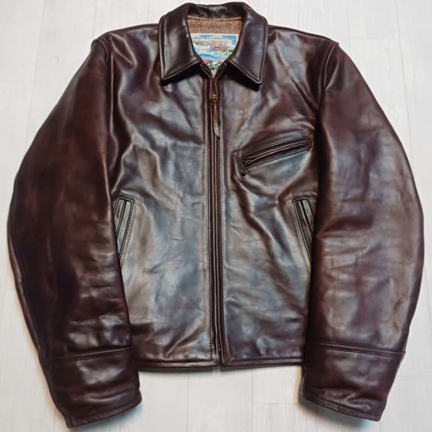 에어로레더 하프벨트 크롬악셀 호스하이드 말가죽레더자켓38 아메카지워크웨어