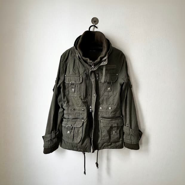 고스트오브할렘 투카라 하이넥 2way 스터드 버클 자켓 y2k 펑크