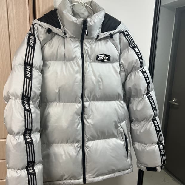 [XL] 네스티킥 라인 후디 패딩 실버