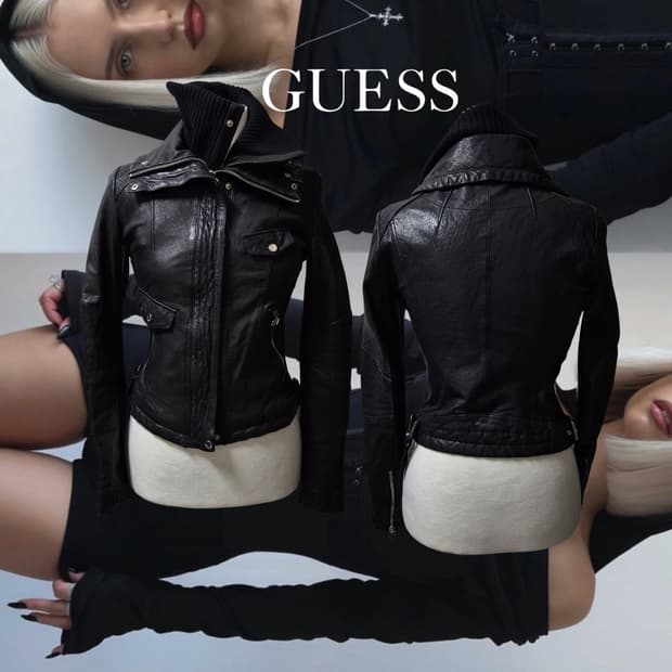 GUESS knit high-necked slim leather