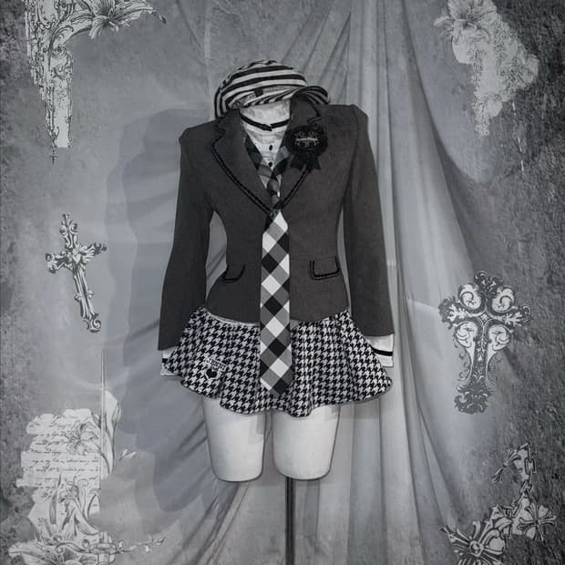 무채색 그레이 공겜여주깔 프레피 코디세트 